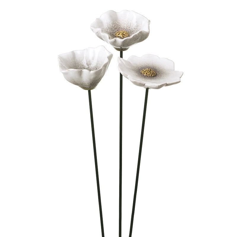 Off White Poppy Stake